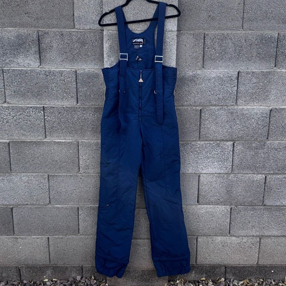Vintage Blue SKOR Snowsuit Ski Bib Winter Clothing Size Large